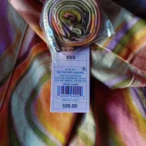 Womens XXS mini dress Wild fable NWT party boho artsy watercolor convertible str - Picture 6 of 6